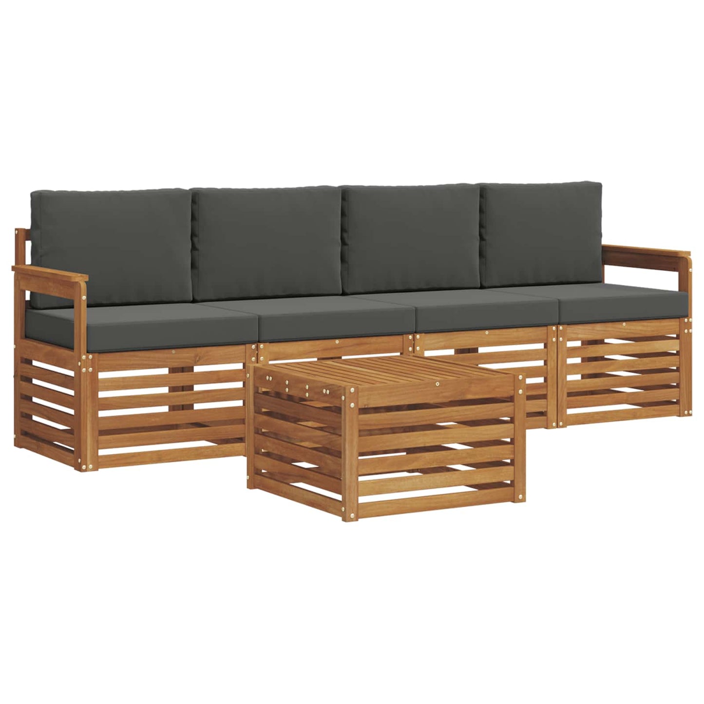 Set di divani da esterno con cuscino 5 pcs Naturale e Antracite | homemem39