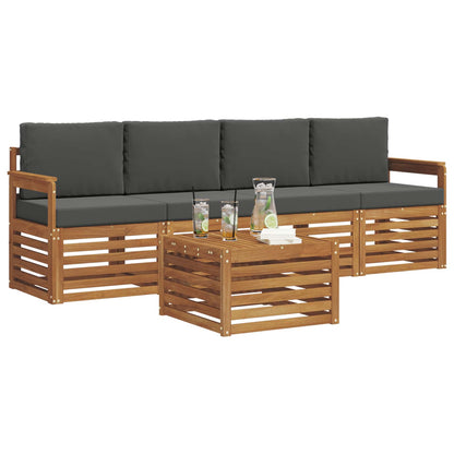Set di divani da esterno con cuscino 5 pcs Naturale e Antracite