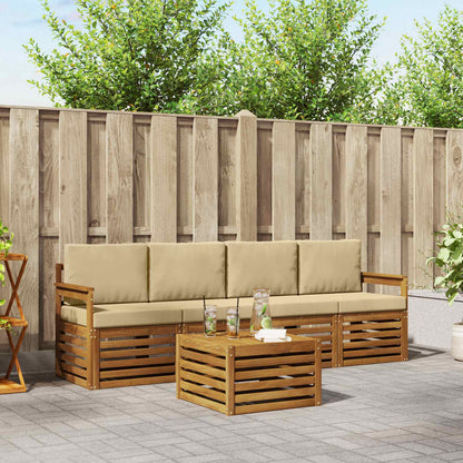 Set di divani da esterno con cuscino 5 pcs Naturale e Beige