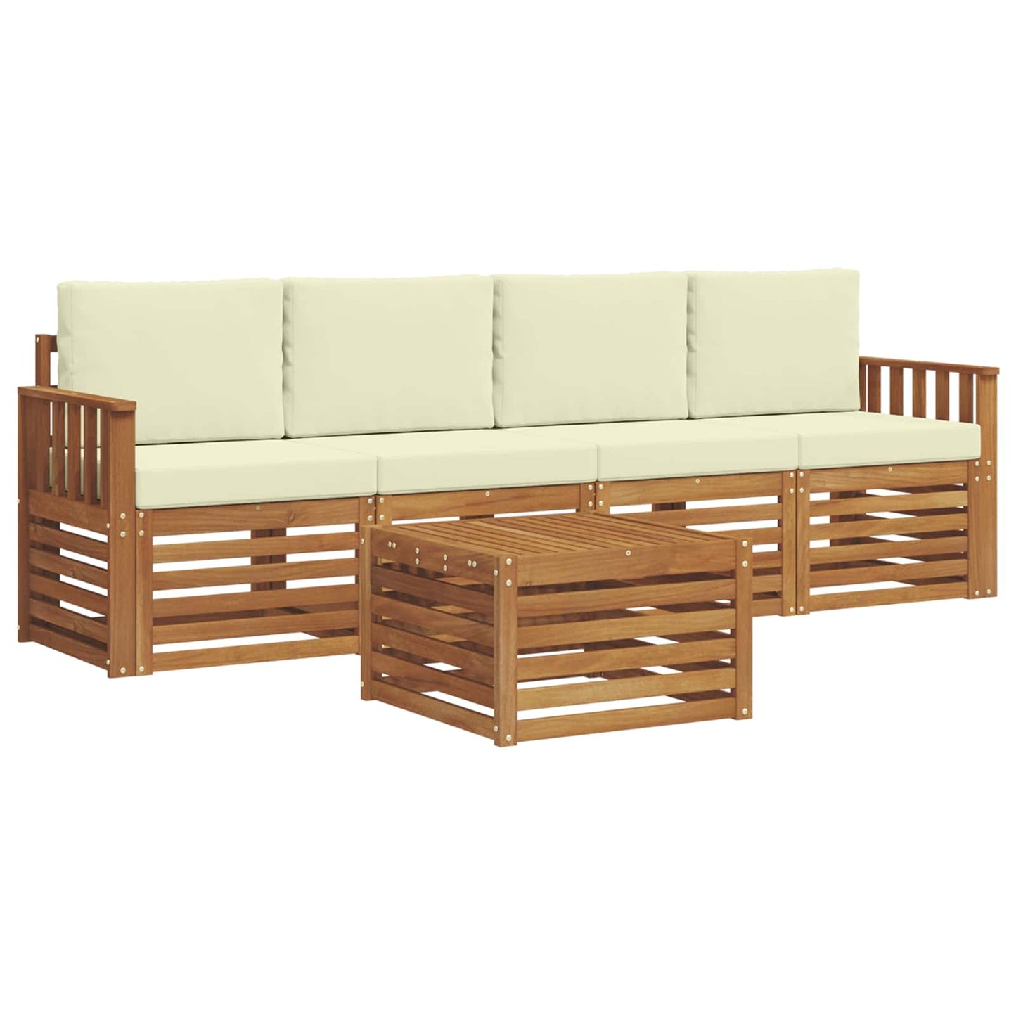 Set di divani da esterno con cuscino 5 pcs Naturale e Crema | homemem39