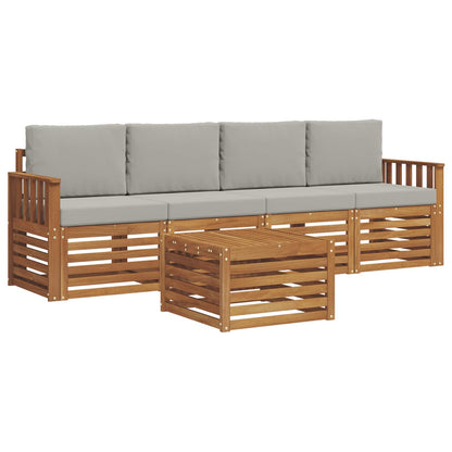 Set di divani da esterno 5 pcs Grigio Naturale e Chiaro | homemem39