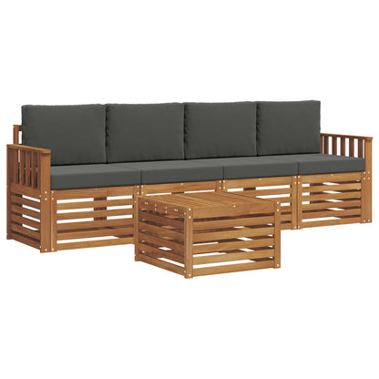 Set di divani da esterno con cuscino 5 pcs Naturale e Antracite | homemem39