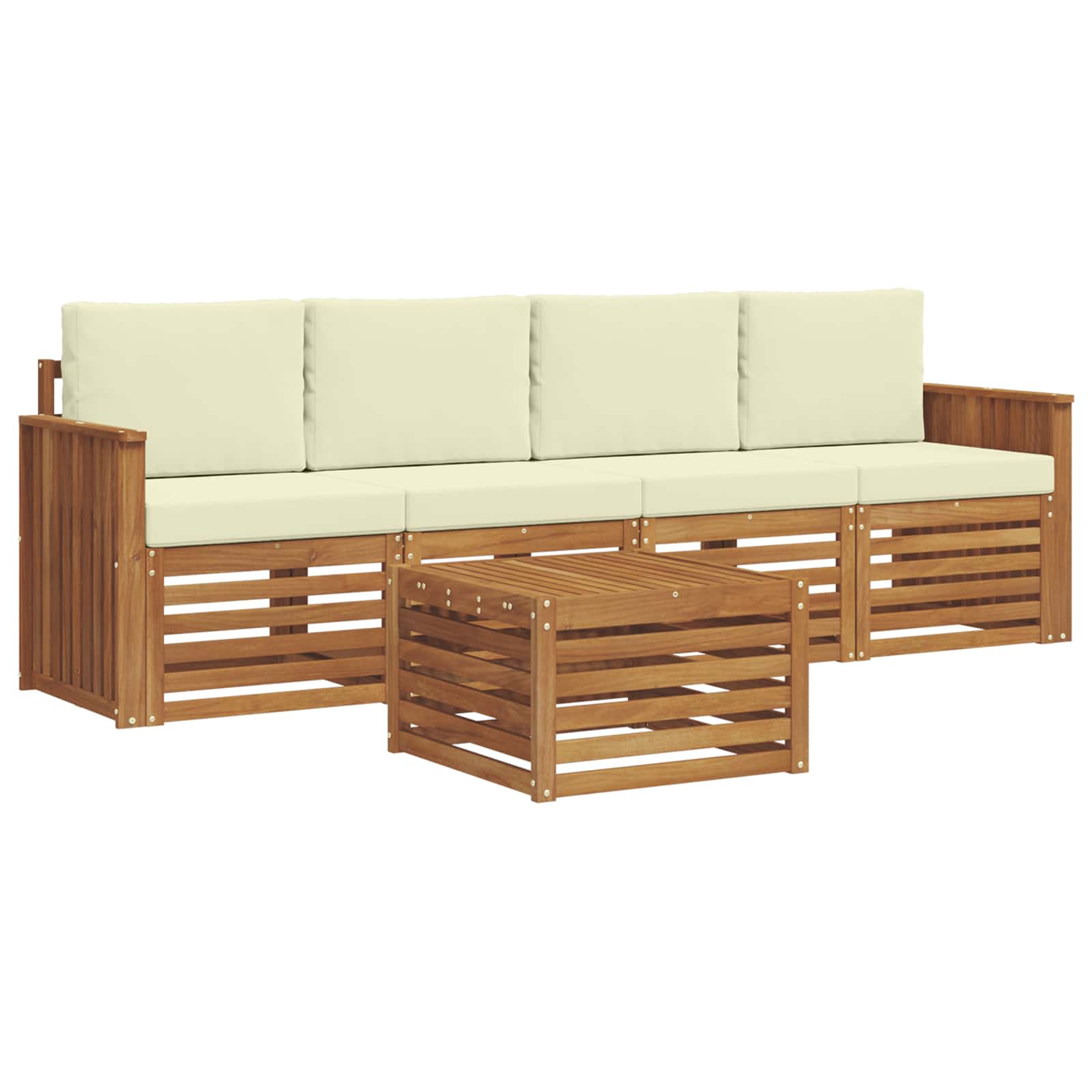 Set di divani da esterno con cuscino 5 pcs Naturale e Crema | homemem39