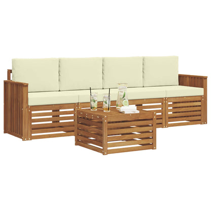 Set di divani da esterno con cuscino 5 pcs Naturale e Crema