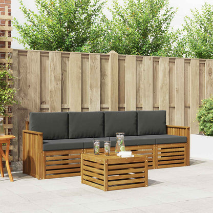 Set di divani da esterno con cuscino 5 pcs Naturale e Antracite