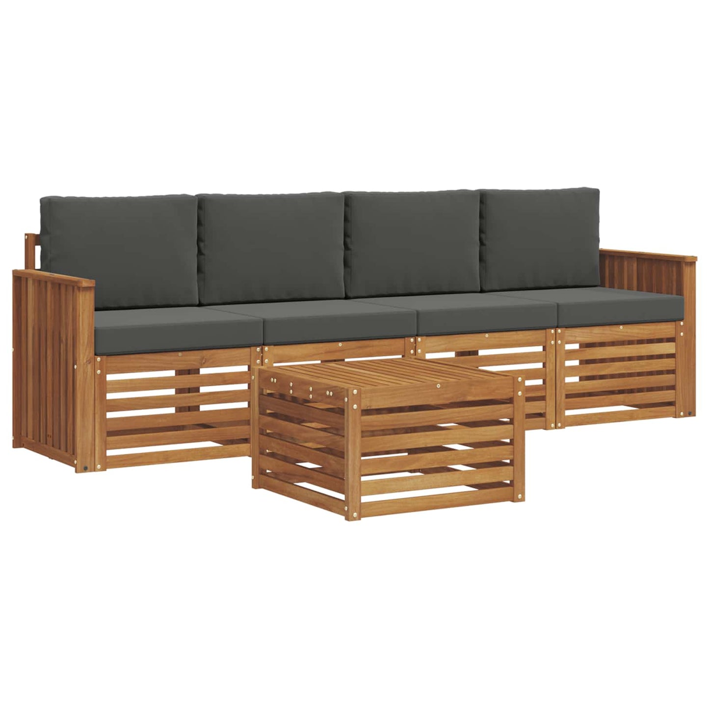 Set di divani da esterno con cuscino 5 pcs Naturale e Antracite | homemem39