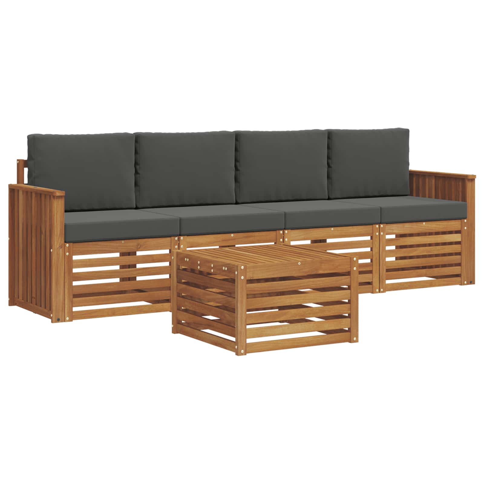 Set di divani da esterno con cuscino 5 pcs Naturale e Antracite | homemem39