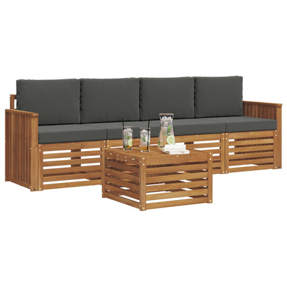 Set di divani da esterno con cuscino 5 pcs Naturale e Antracite