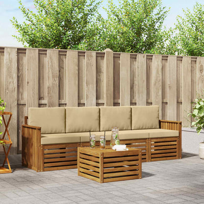 Set di divani da esterno con cuscino 5 pcs Naturale e Beige