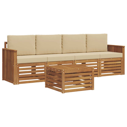 Set di divani da esterno con cuscino 5 pcs Naturale e Beige