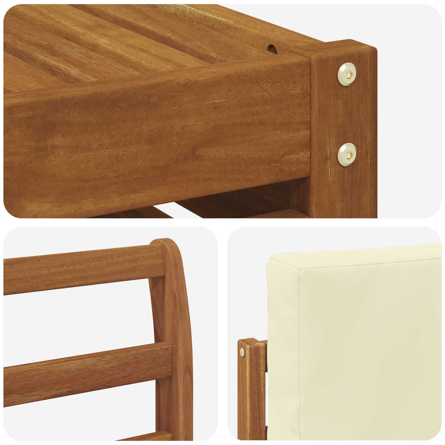 Set di divani da esterno con cuscino 5 pcs Naturale e Crema
