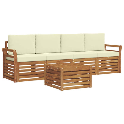 Set di divani da esterno con cuscino 5 pcs Naturale e Crema