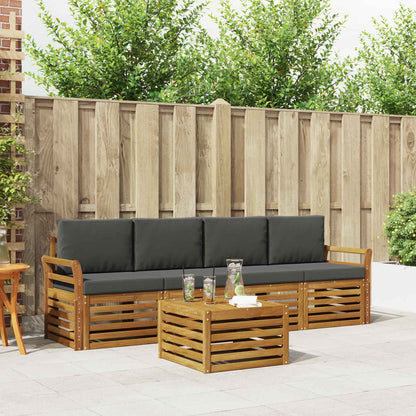 Set di divani da esterno con cuscino 5 pcs Naturale e Antracite