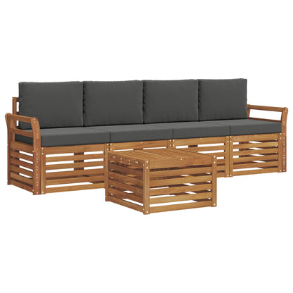 Set di divani da esterno con cuscino 5 pcs Naturale e Antracite