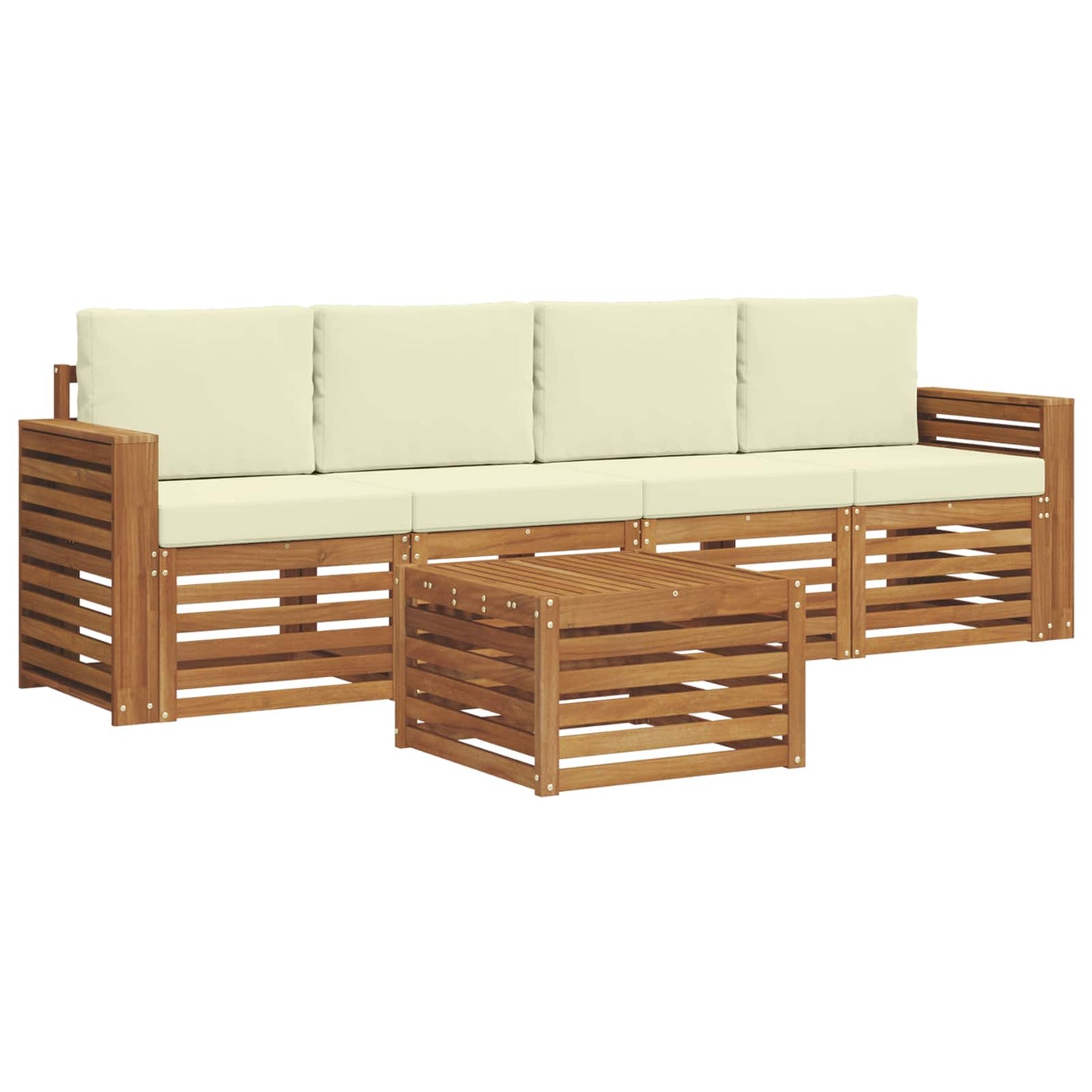 Set di divani da esterno con cuscino 5 pcs Naturale e Crema | homemem39