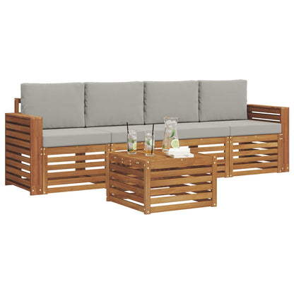 Set di divani da esterno 5 pcs Grigio Naturale e Chiaro | homemem39
