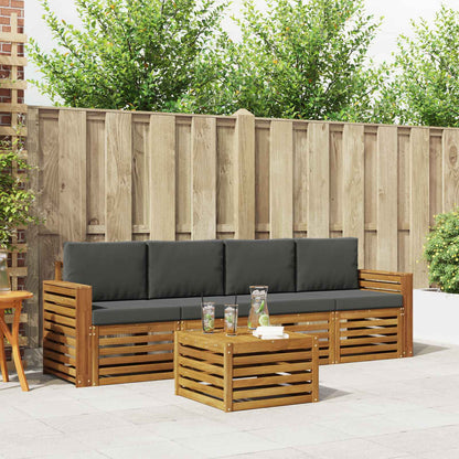 Set di divani da esterno con cuscino 5 pcs Naturale e Antracite