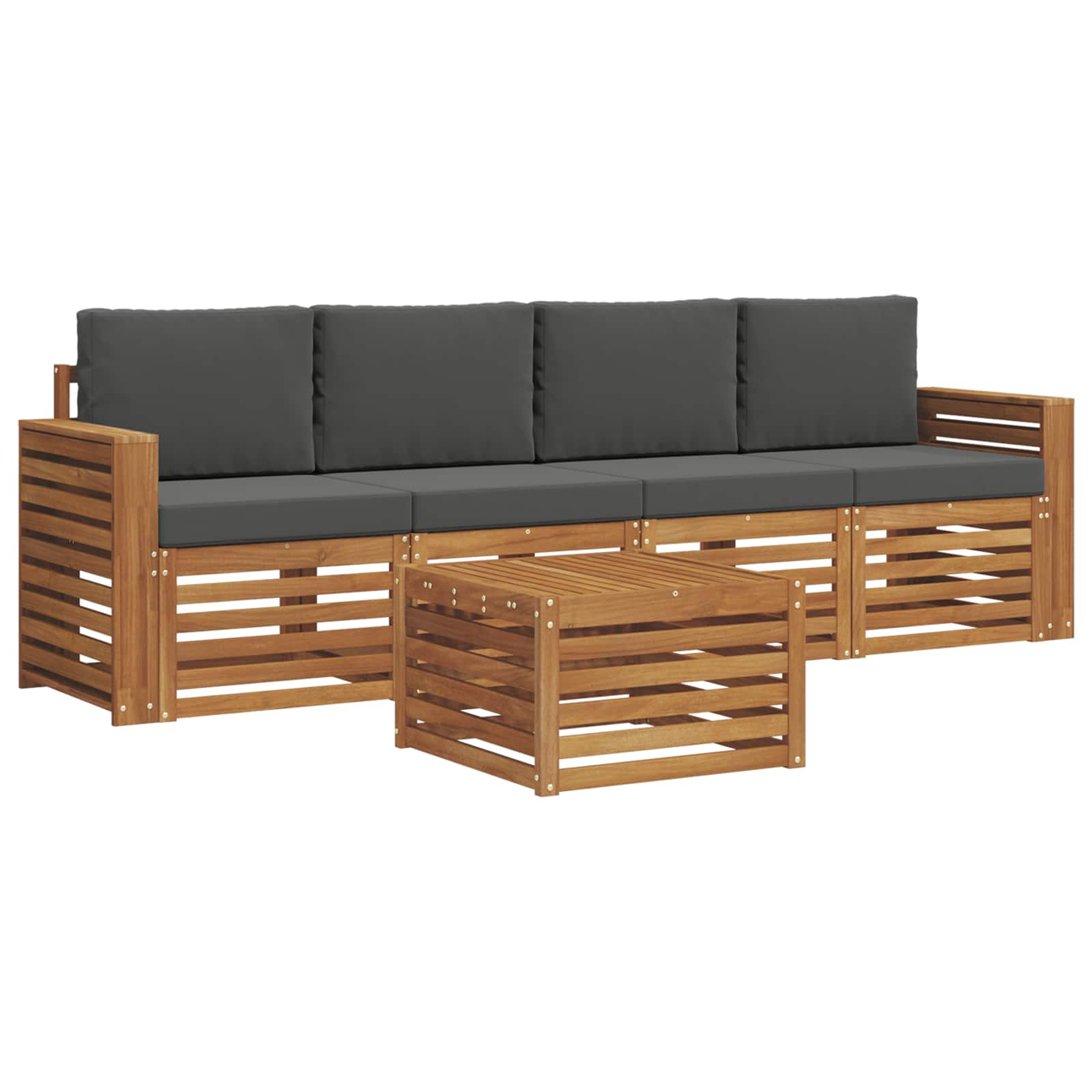 Set di divani da esterno con cuscino 5 pcs Naturale e Antracite | homemem39