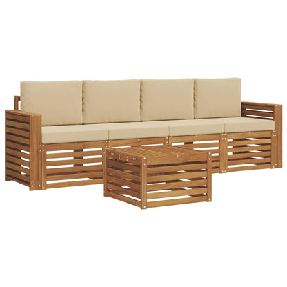 Set di divani da esterno con cuscino 5 pcs Naturale e Beige | homemem39