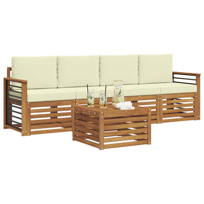 Set di divani da esterno con cuscino 5 pcs Naturale e Crema
