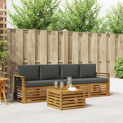 Set di divani da esterno con cuscino 5 pcs Naturale e Antracite