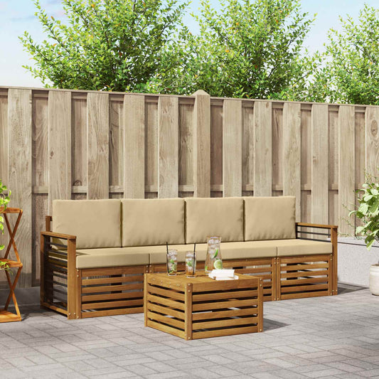 Set di divani da esterno con cuscino 5 pcs Naturale e Beige