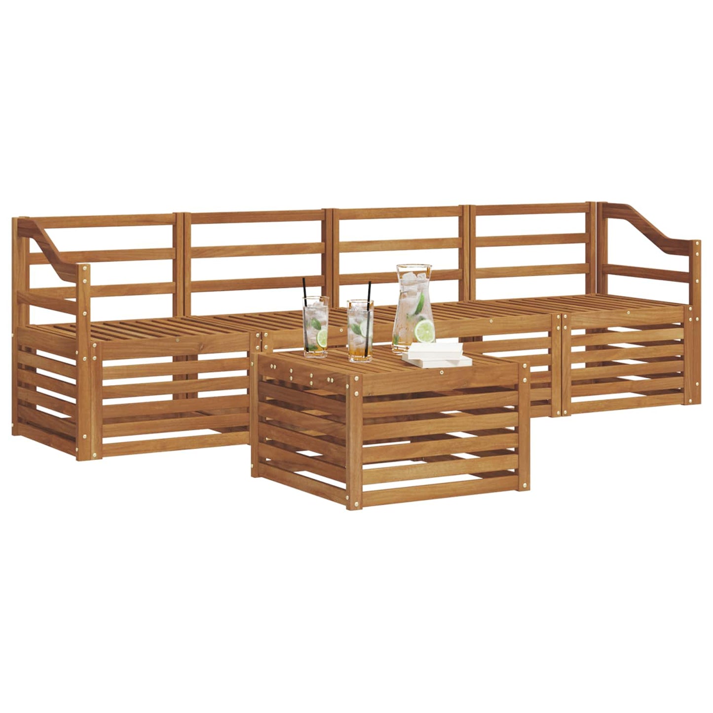 Set divani 5 pcs Naturale Legno di Acacia Massello