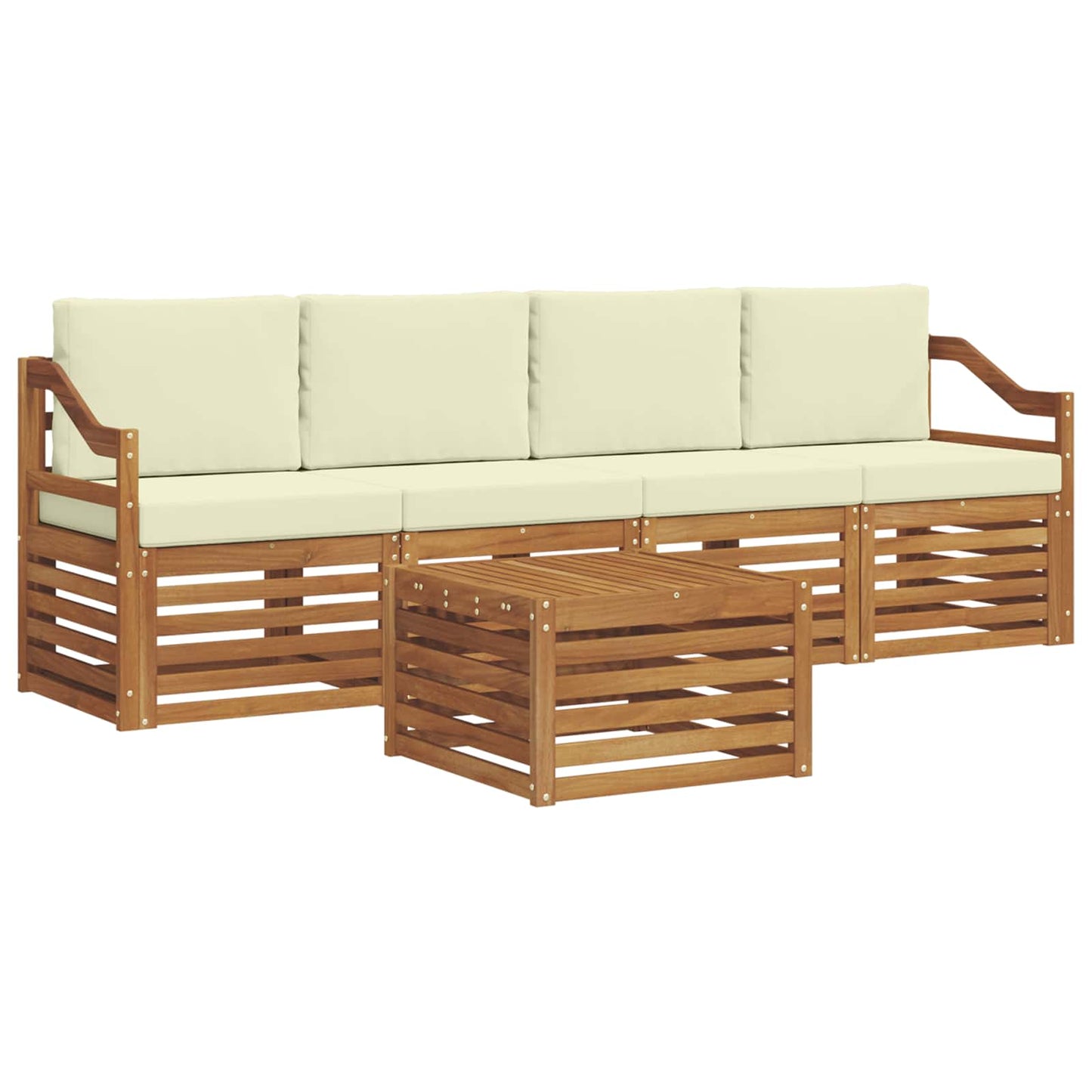 Set di divani da esterno con cuscino 5 pcs Naturale e Crema