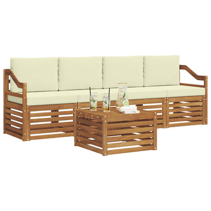 Set di divani da esterno con cuscino 5 pcs Naturale e Crema | homemem39