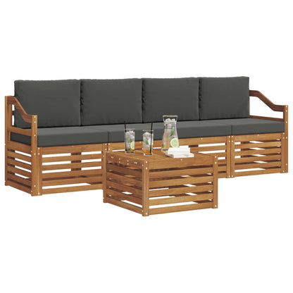 Set di divani da esterno con cuscino 5 pcs Naturale e Antracite