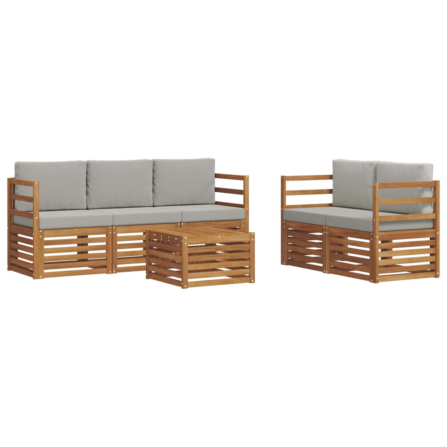 Set divani con cuscino 6 pcs Grigio Naturale e Chiaro