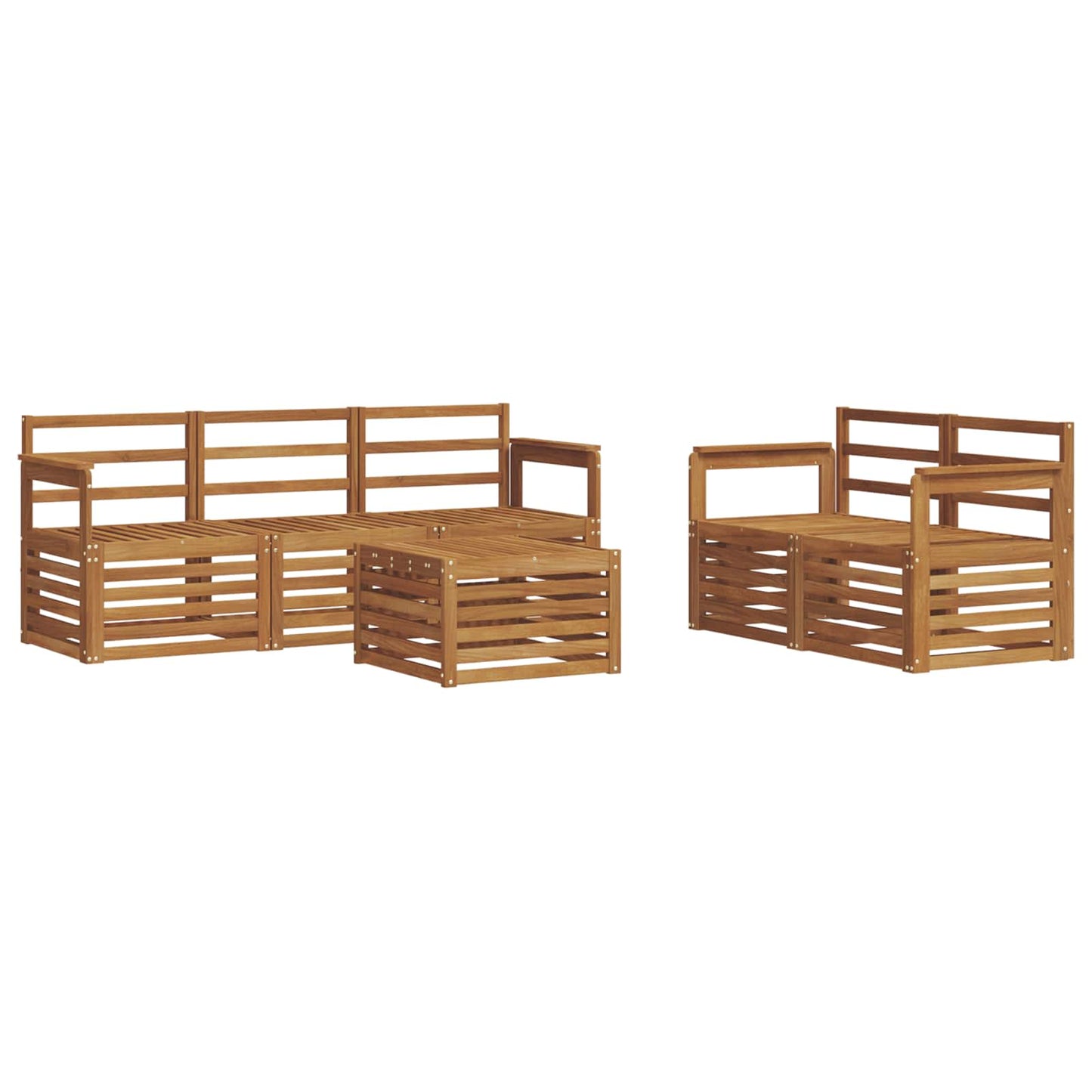 Set divani 6 pcs Naturale Legno di Acacia Massello | homemem39