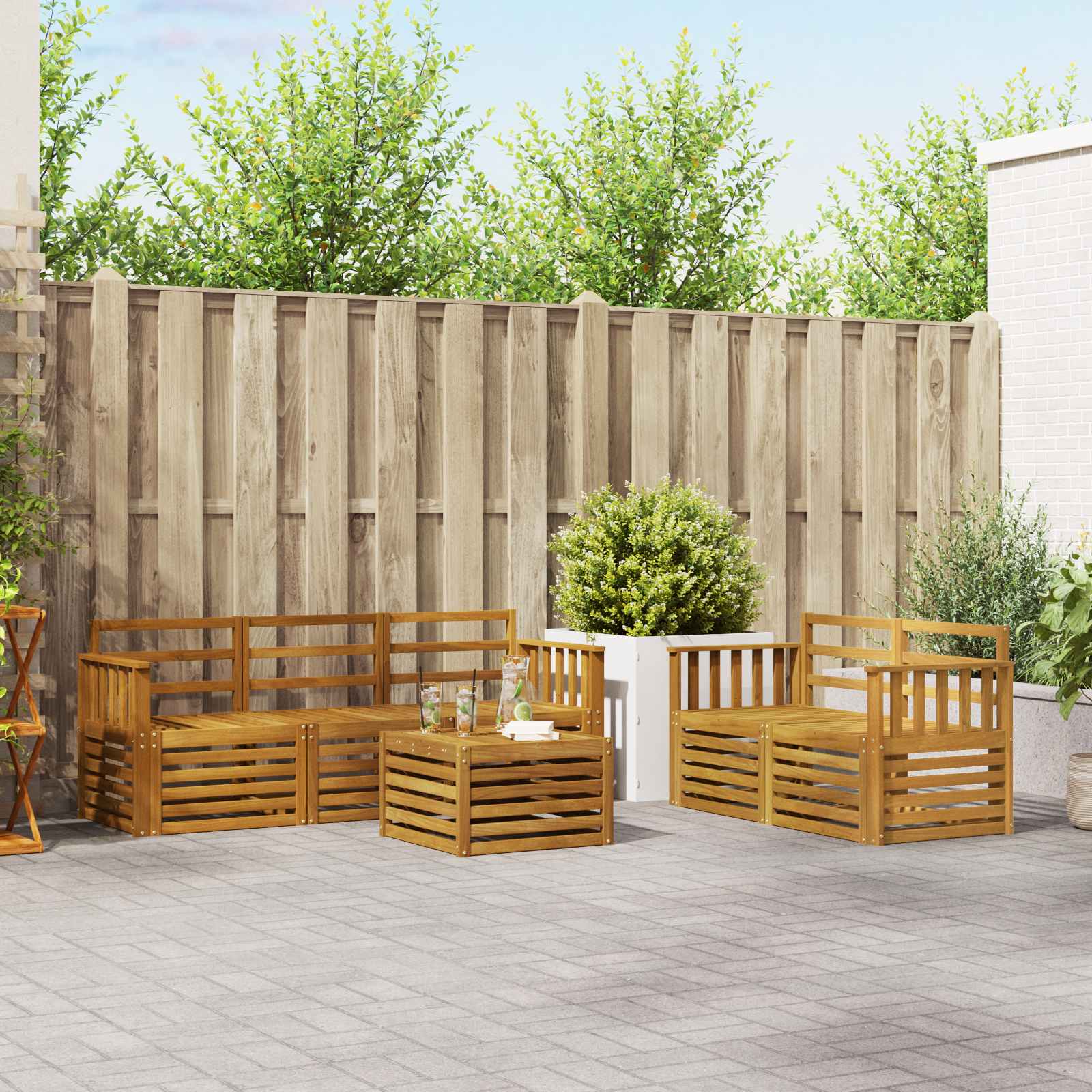 Set divani 6 pcs Naturale Legno di Acacia Massello | homemem39