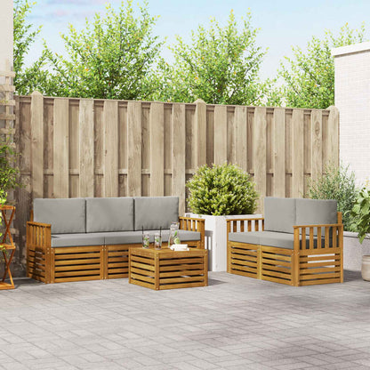 Set divani con cuscino 6 pcs Grigio Naturale e Chiaro