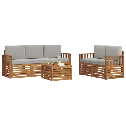 Set divani con cuscino 6 pcs Grigio Naturale e Chiaro | homemem39