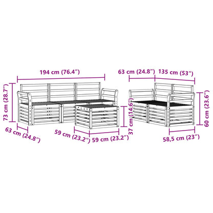 Set divani 6 pcs Naturale Legno di Acacia Massello