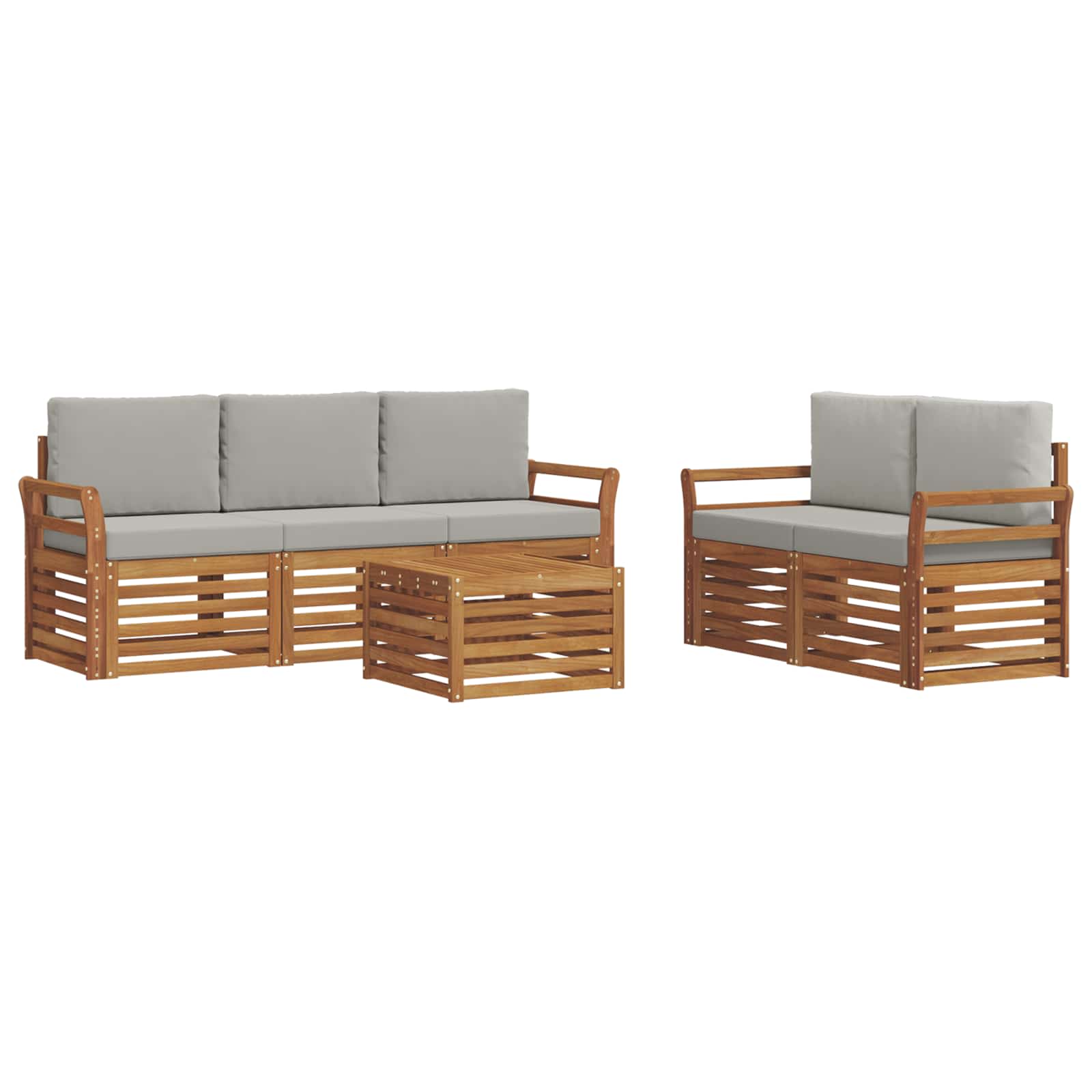 Set divani con cuscino 6 pcs Grigio Naturale e Chiaro | homemem39