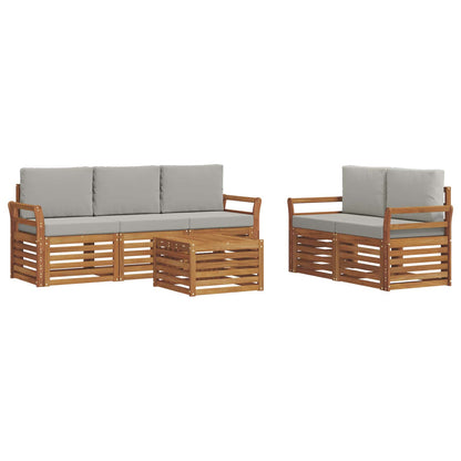 Set divani con cuscino 6 pcs Grigio Naturale e Chiaro | homemem39