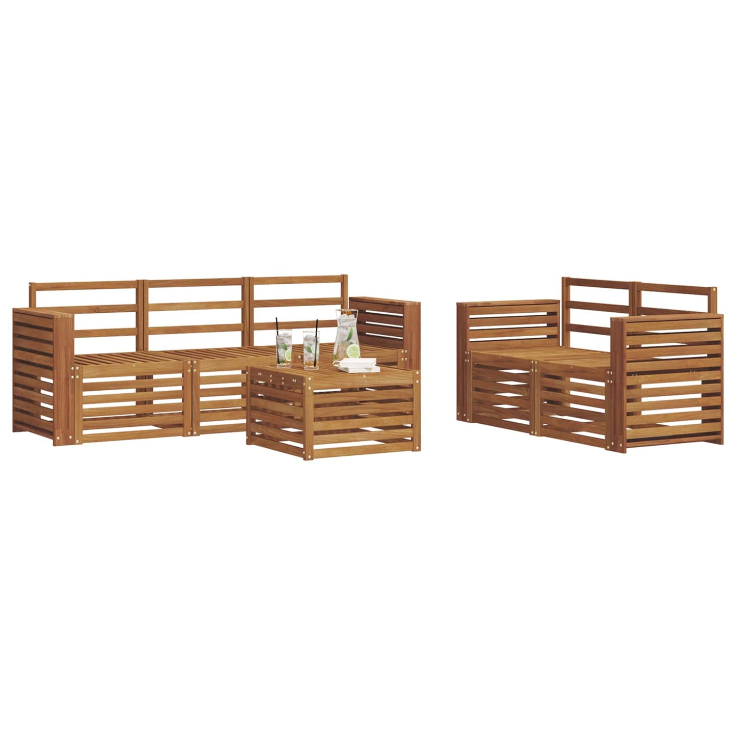 Set divani 6 pcs Naturale Legno di Acacia Massello