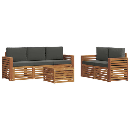 Set divani 6 pcs Naturale e Antracite Legno di Acacia Massello | homemem39