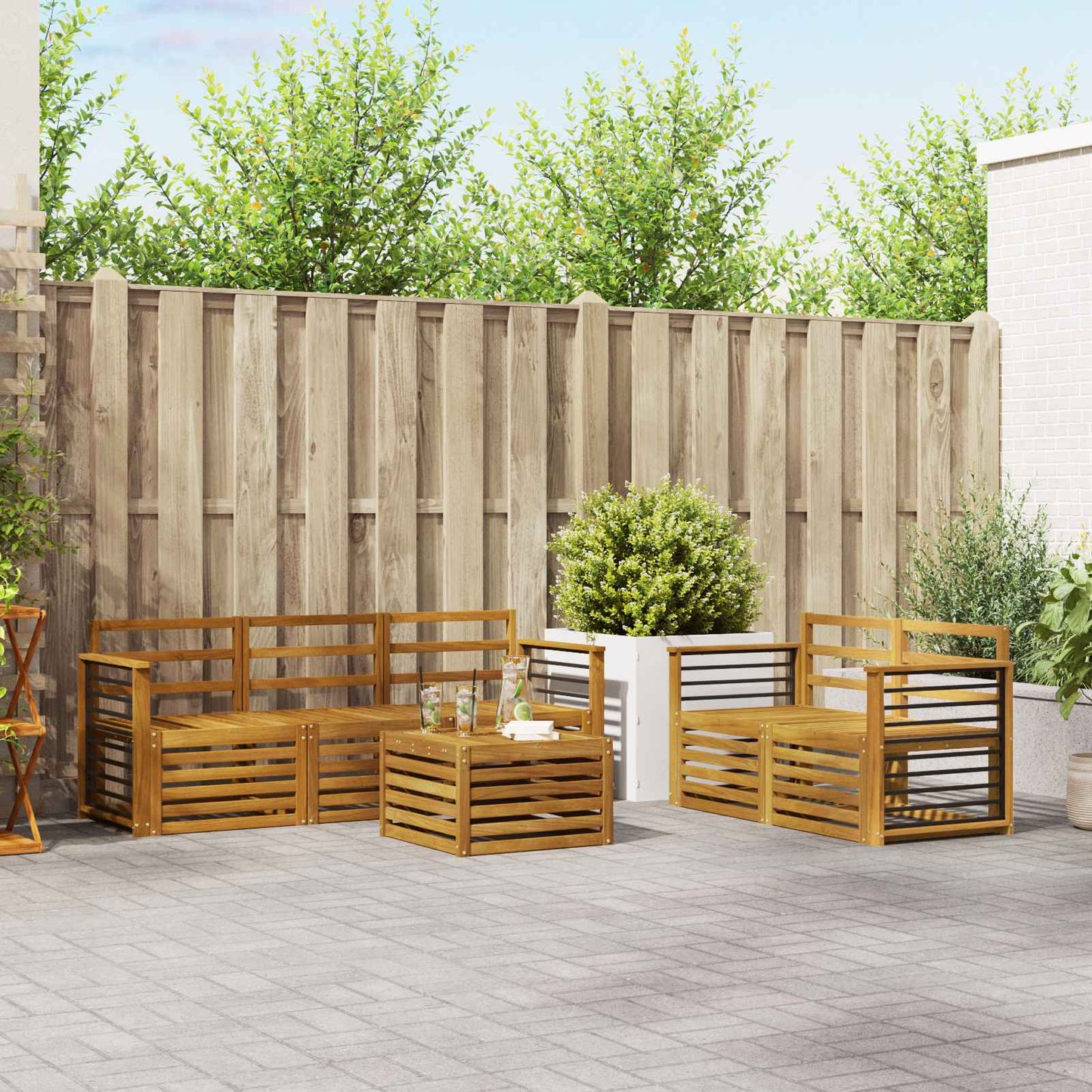 Set divani 6 pcs Naturale Legno di Acacia Massello | homemem39
