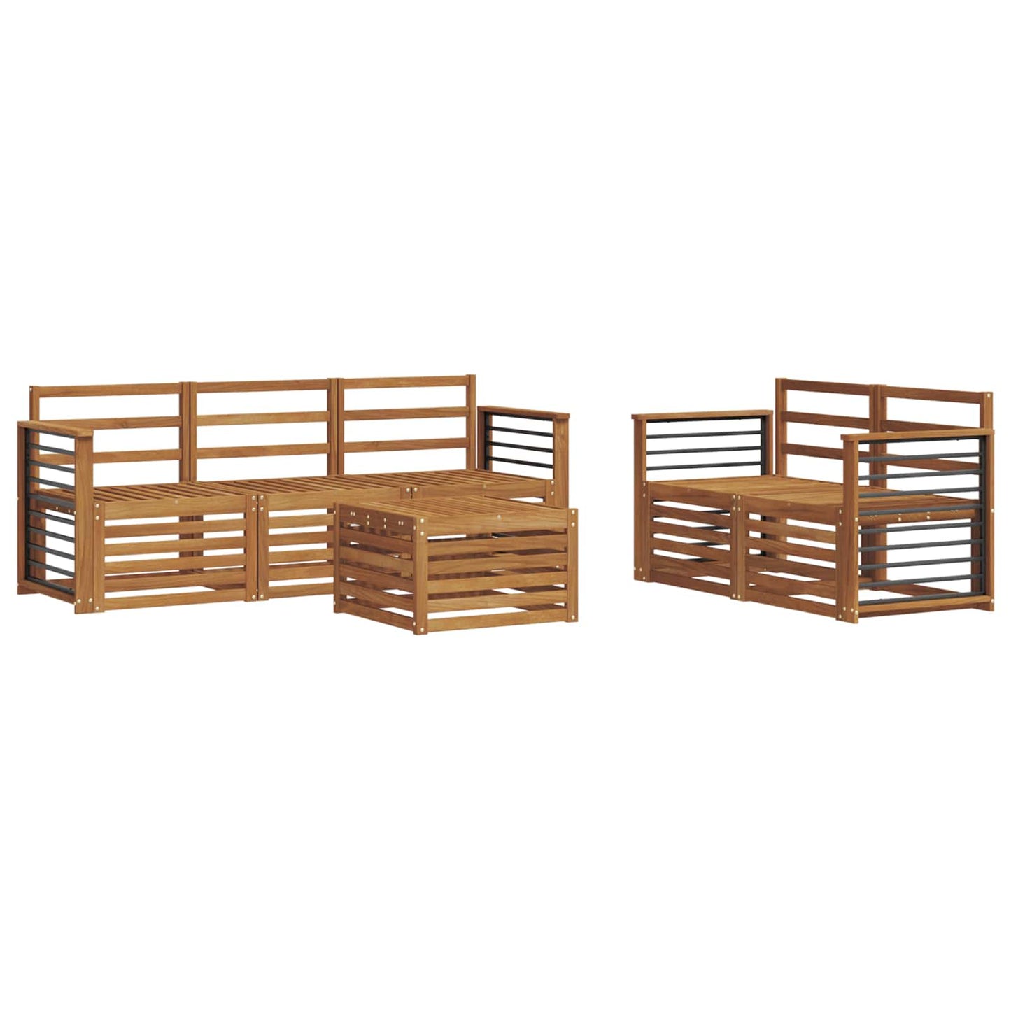 Set divani 6 pcs Naturale Legno di Acacia Massello | homemem39