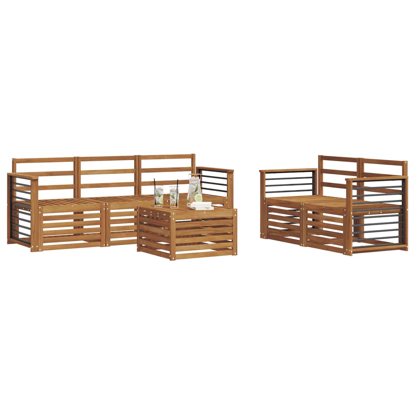 Set divani 6 pcs Naturale Legno di Acacia Massello | homemem39
