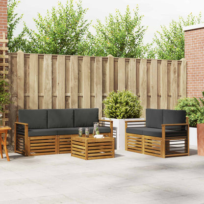 Set divani 6 pcs Naturale e Antracite Legno di Acacia Massello | homemem39