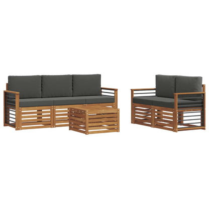 Set divani 6 pcs Naturale e Antracite Legno di Acacia Massello | homemem39