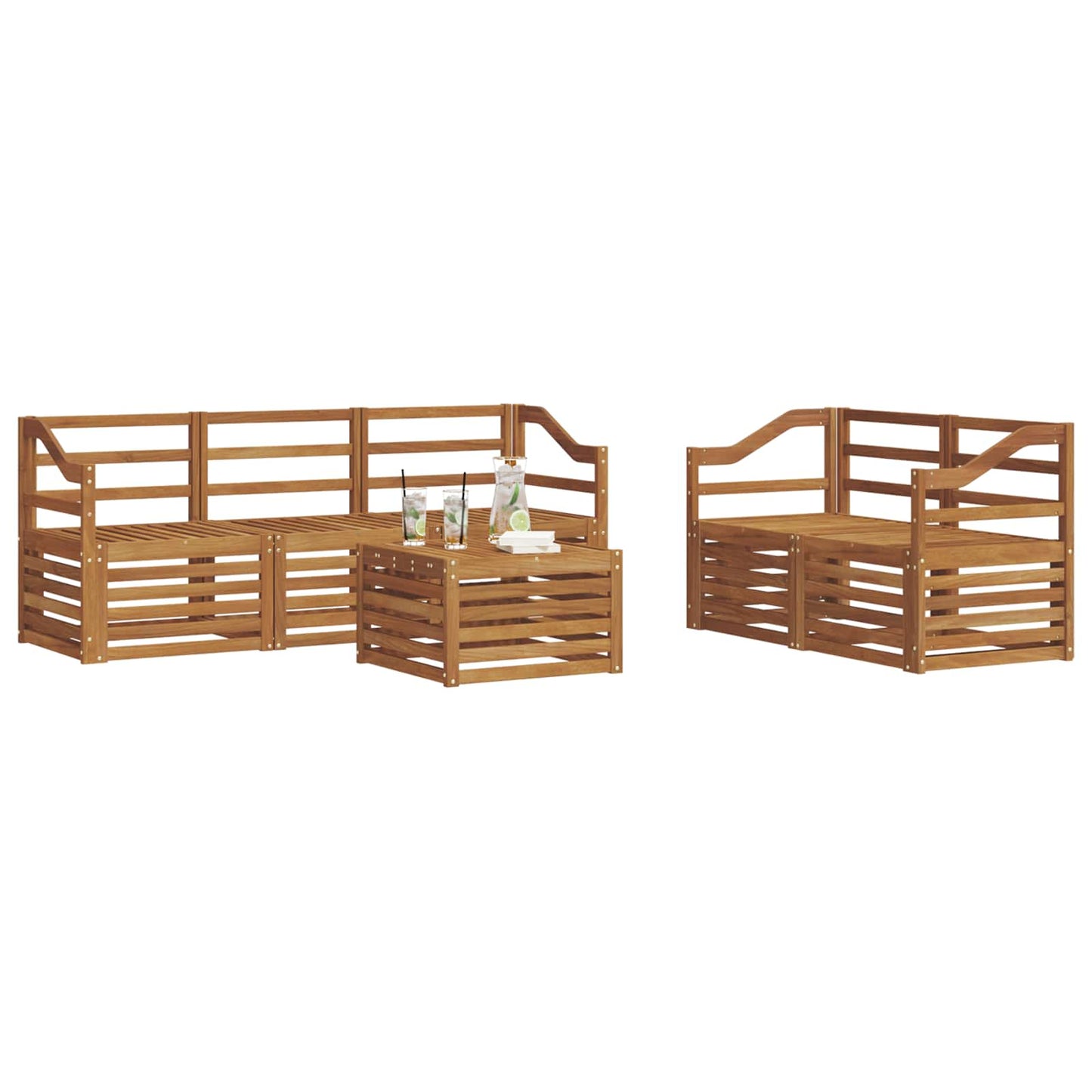 Set divani 6 pcs Naturale Legno di Acacia Massello | homemem39