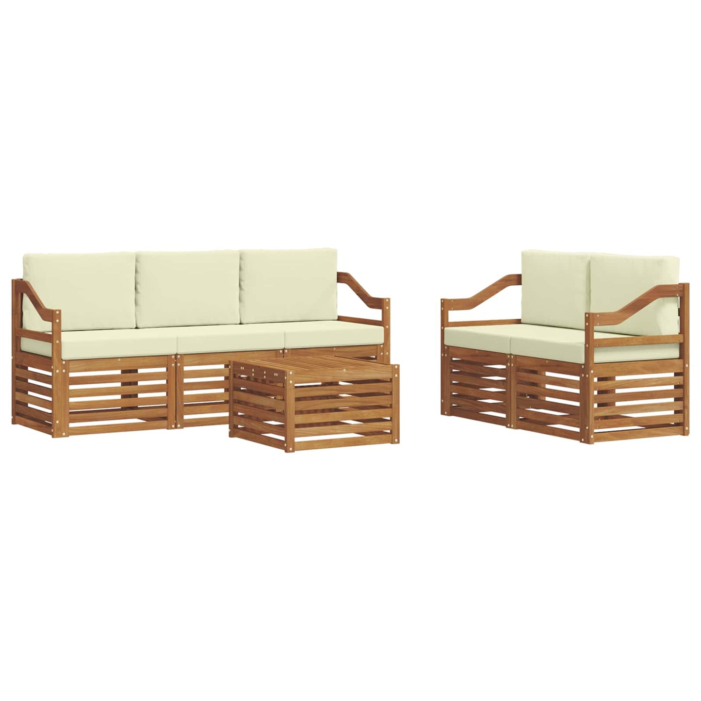 Set divani 6 pcs Naturale e Crema Legno di Acacia Massello | homemem39