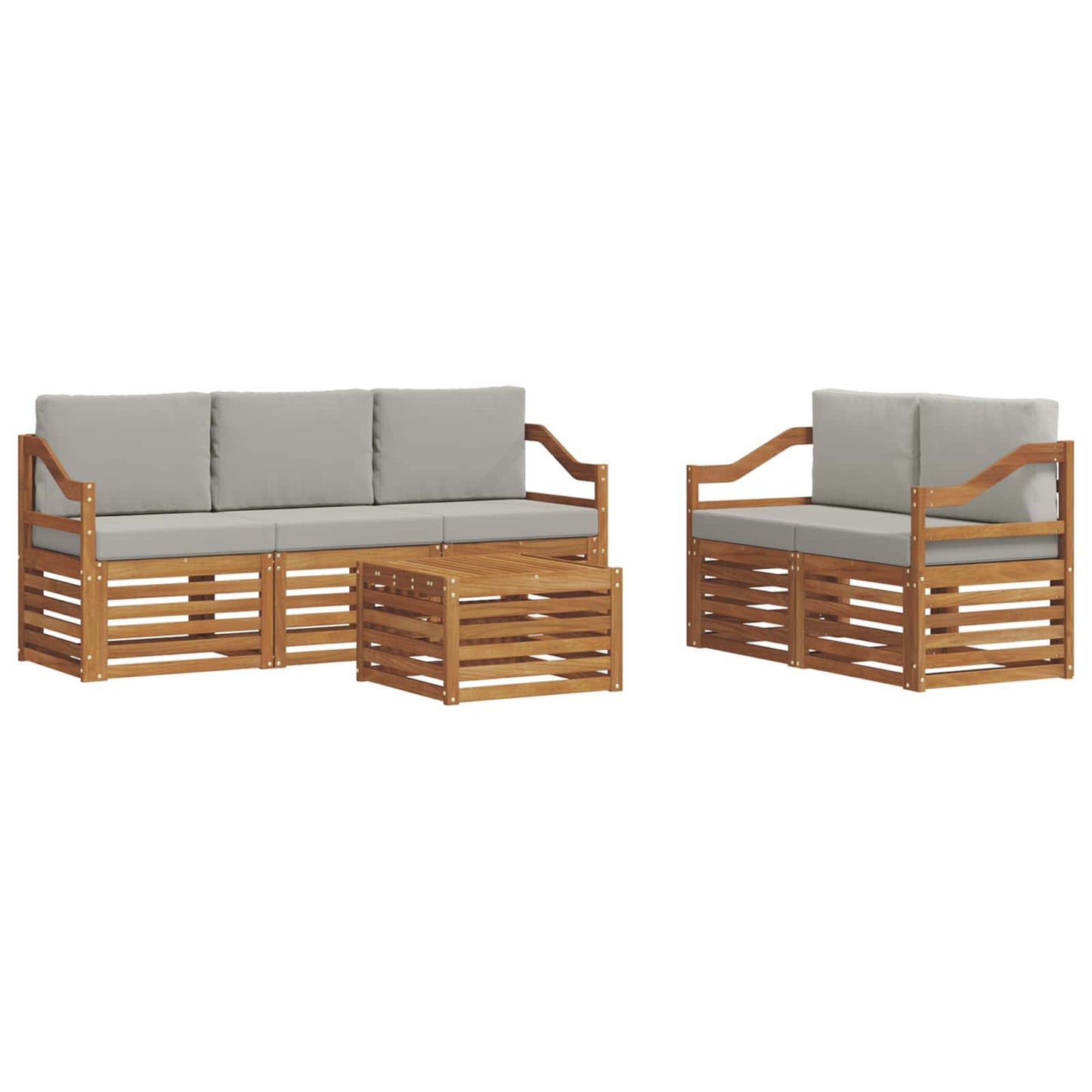 Set divani con cuscino 6 pcs Grigio Naturale e Chiaro