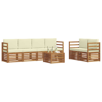 Set di divani da esterno con cuscino 7 pcs Naturale e Crema