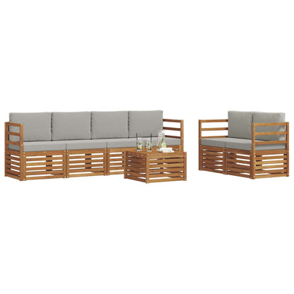 Set di divani da esterno 7 pcs Grigio Naturale e Chiaro